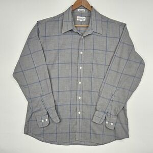 Vintage By Bud Berma Mens XL Weekender Plaid Shirt Long Sleeve Button-Up Gray